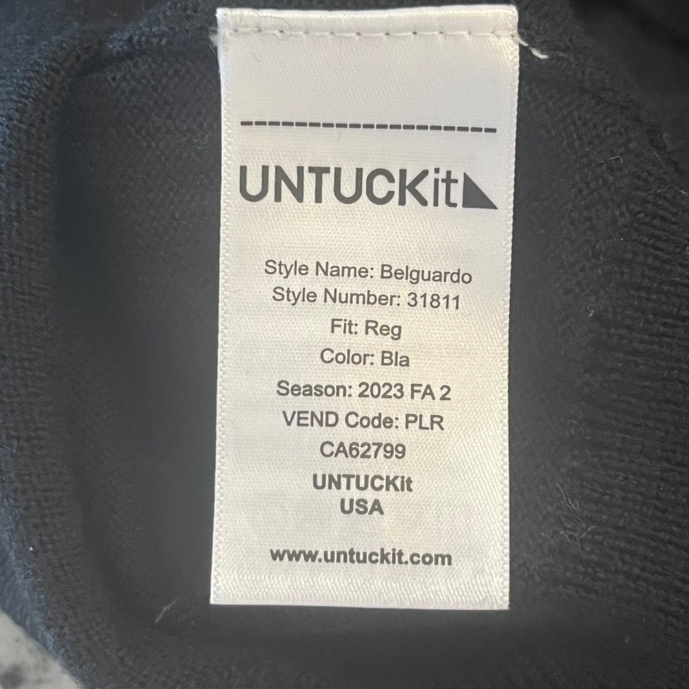 UNTUCKit Belguardo 1/4 Zip Pullover Sweater Men XXL Black Extra Fine Merino Wool - Picture 9 of 10